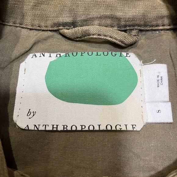 Anthropologie Army Green Ruffled Cargo Jacket - Picture 4 of 7